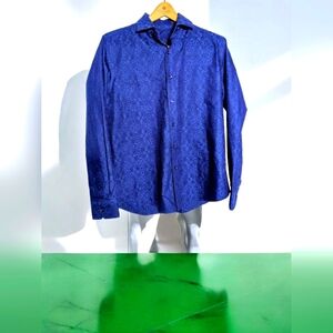 Tasso Elba sz S Geometric Pattern Men's Blue Shirt